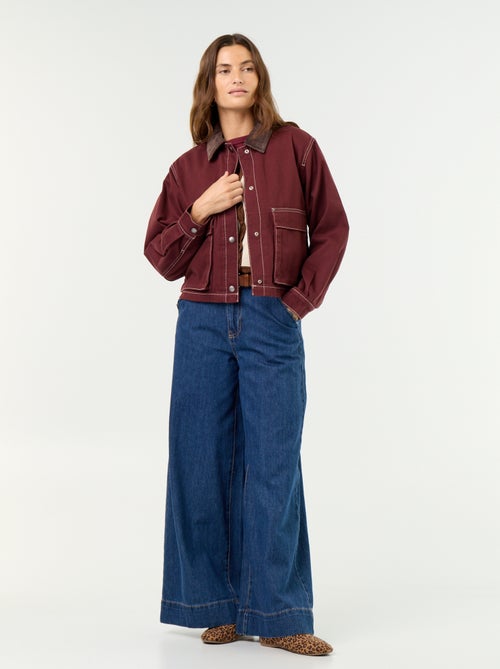 Denim workwearjas met fluwelen kraag - Kiabi