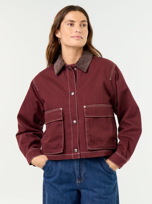 Denim workwearjas met fluwelen kraag - Kiabi