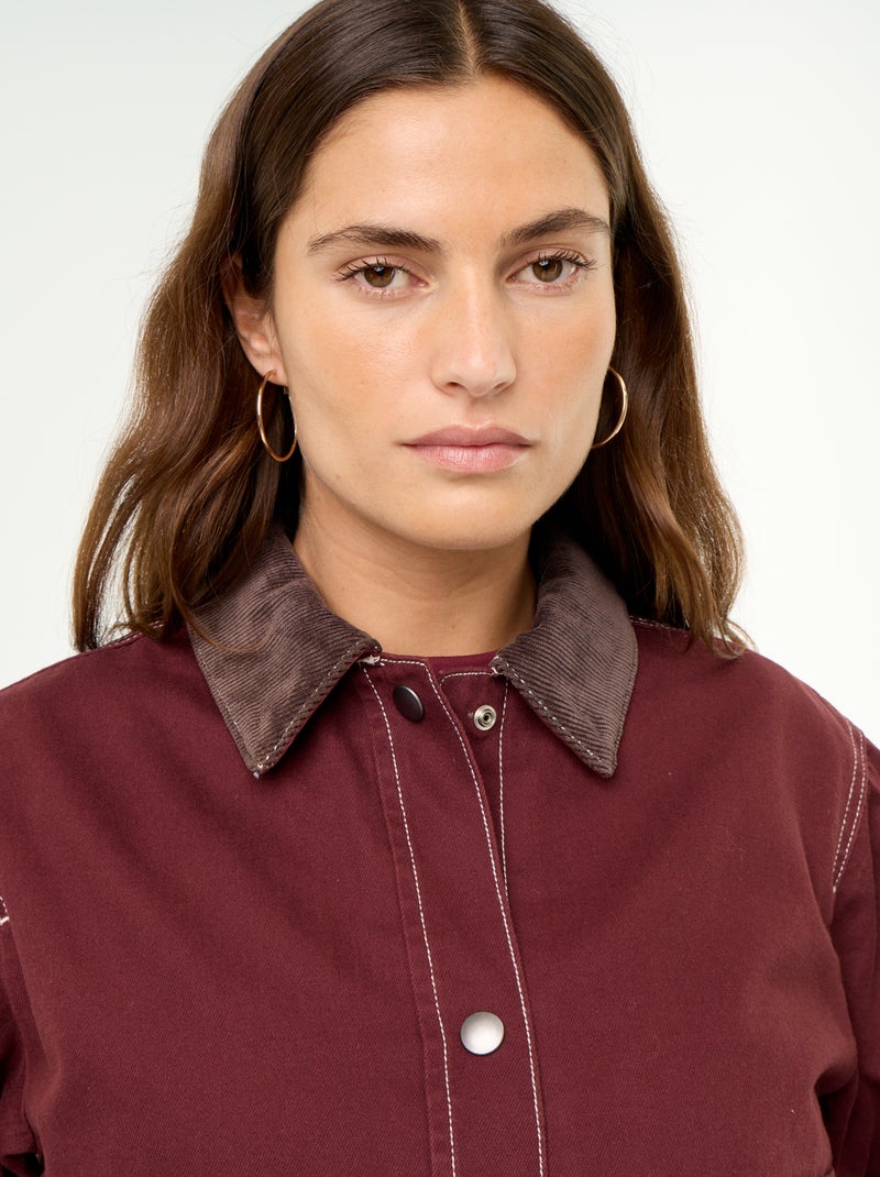 Denim workwearjas met fluwelen kraag Rood - Kiabi