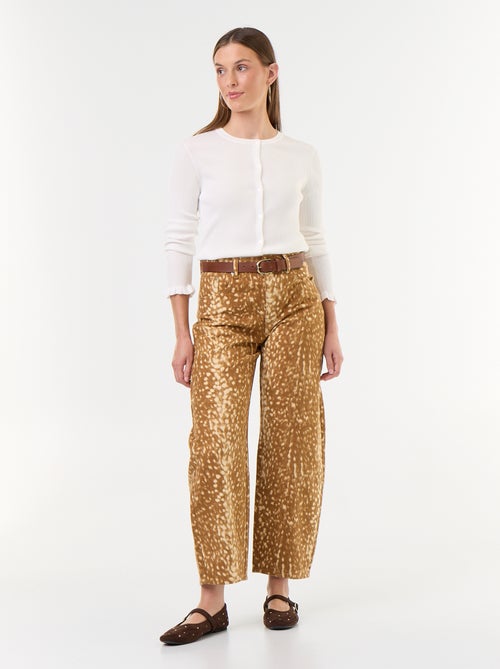 Denimbroek met barrelmodel en motief - Kiabi