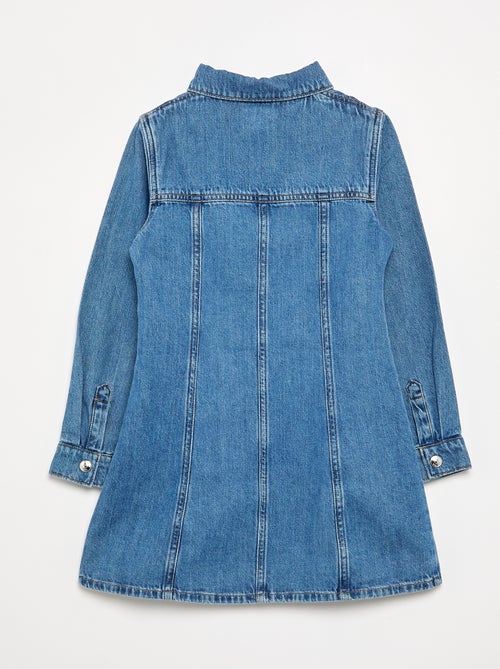 Denimjurk met lange mouwen en blousekraag - Kiabi Denimjurk met lange mouwen en blousekraag - Kiabi