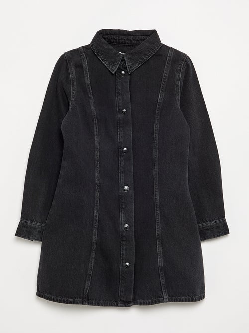 Denimjurk met lange mouwen en blousekraag - Kiabi Denimjurk met lange mouwen en blousekraag - Kiabi
