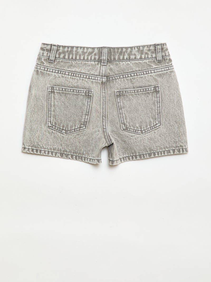 Denimshort met hoge taille Grijs - Kiabi
