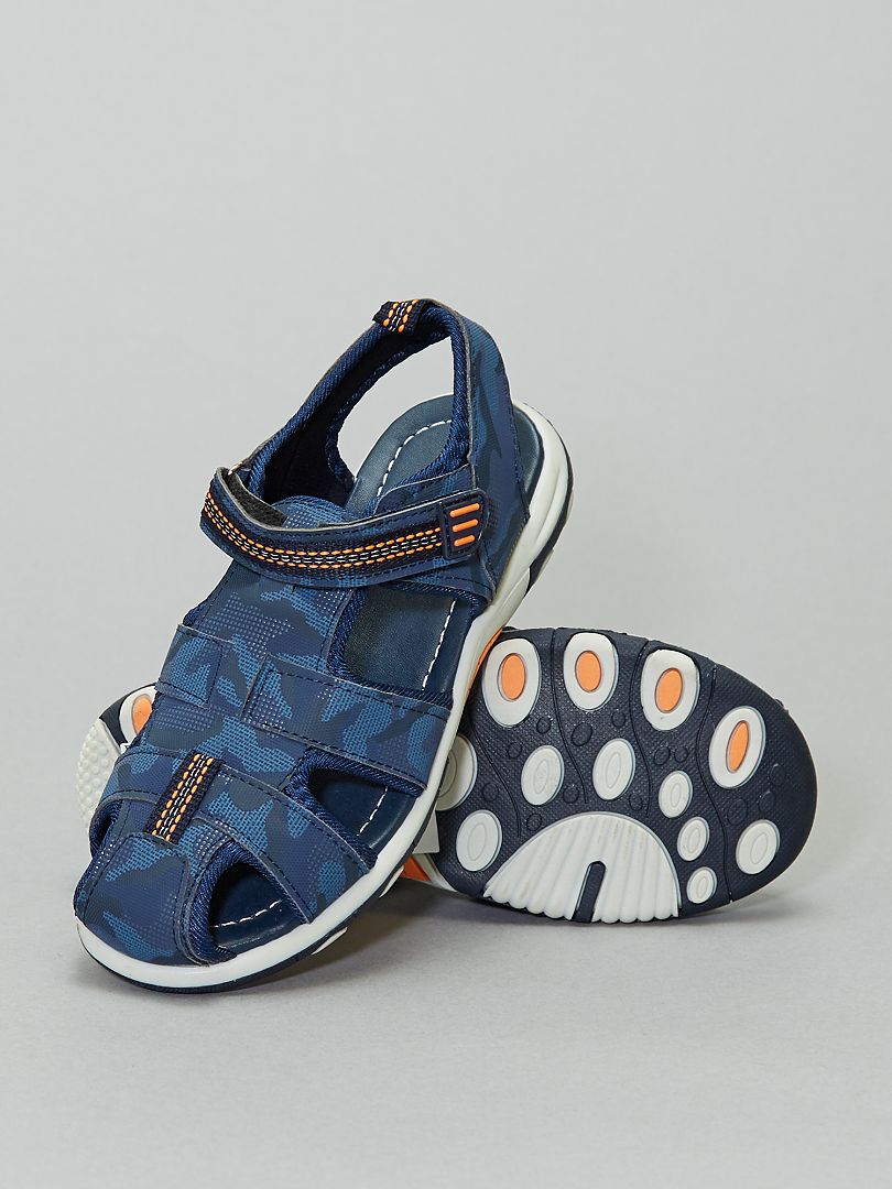 Dichte sandalen met camouflageprint marineblauw - Kiabi