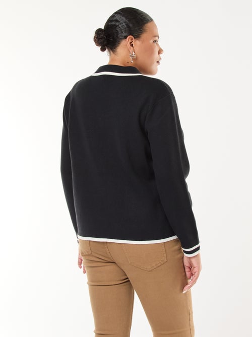 Dik, gebreid vest met 2 zakken en fantasieknopen - Kiabi