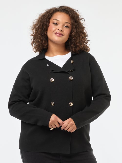 Dik, gebreid vest met knoopsluiting met twee rijen knopen - Kiabi