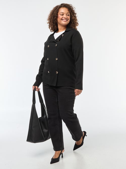 Dik, gebreid vest met knoopsluiting met twee rijen knopen - Kiabi