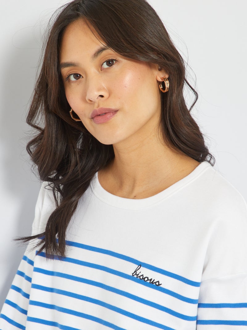 Dik gestreept T-shirt BLAUW - Kiabi