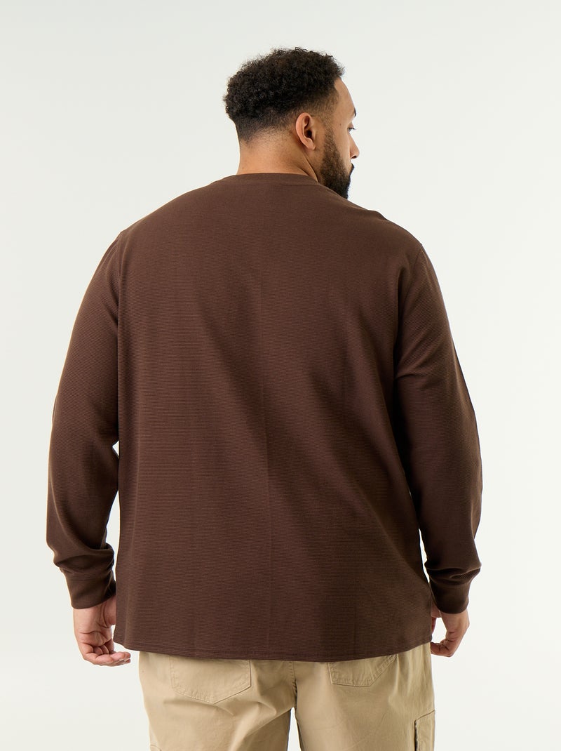 Dik T-shirt met ronde hals en lange mouwen Bruin - Kiabi
