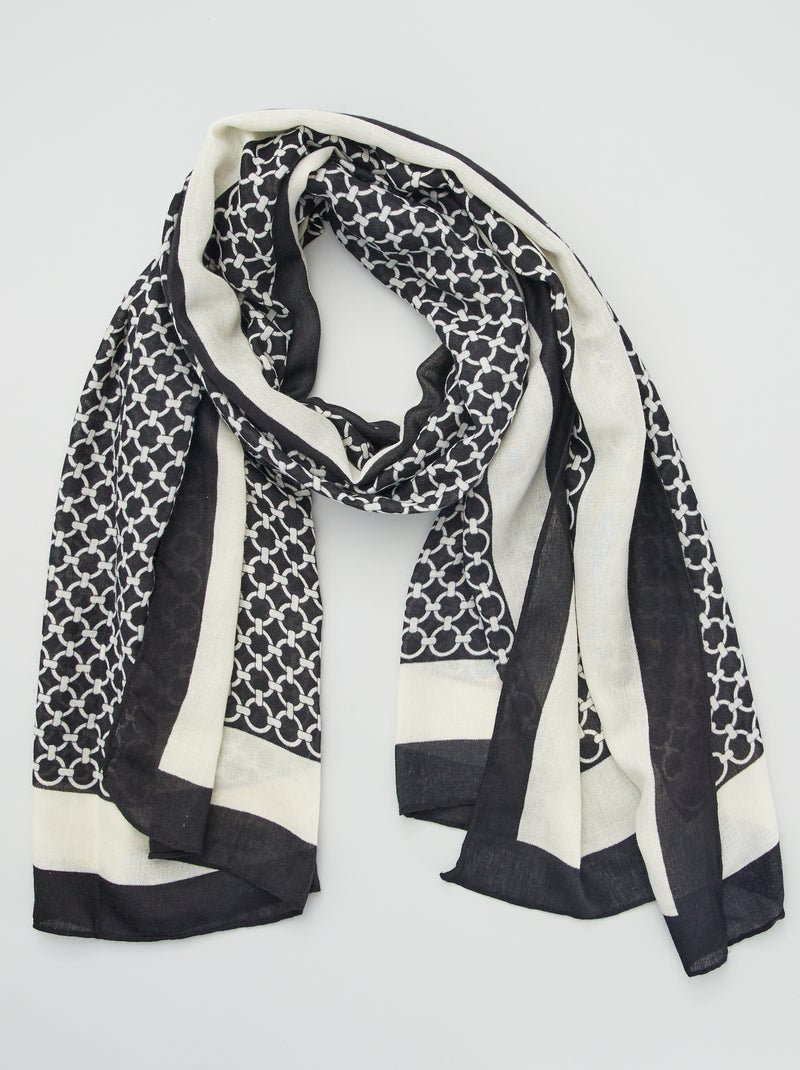 Dikke foulard met fantasiemotief zwart / wit - Kiabi