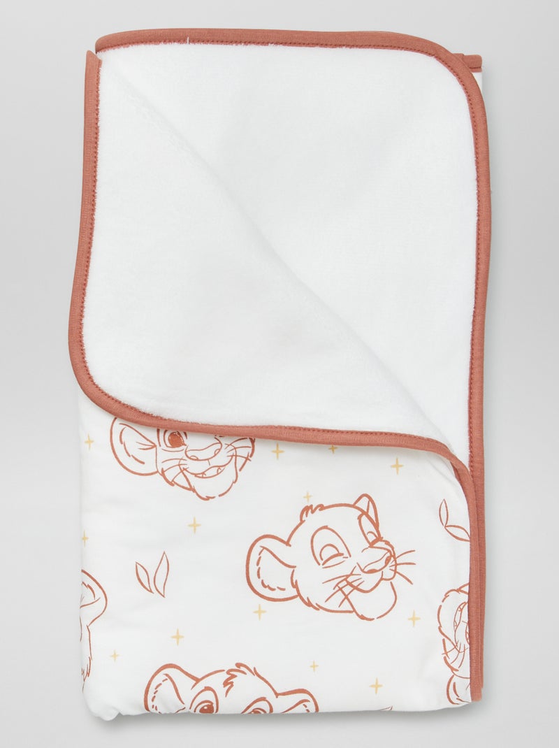 'Disney'-deketje met fleecevoering en 'Simba'-print WIT - Kiabi