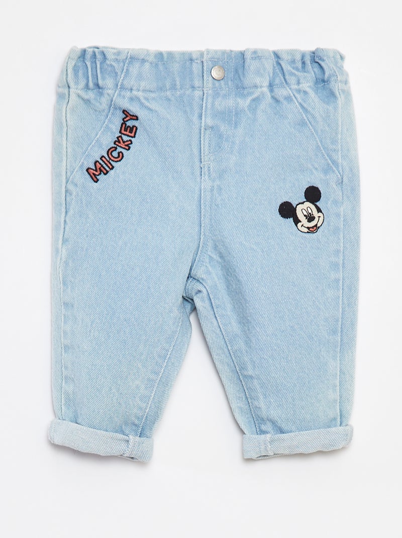Disney-jeans met paperbag-taille en omgeslagen pijpen Blauw - Kiabi