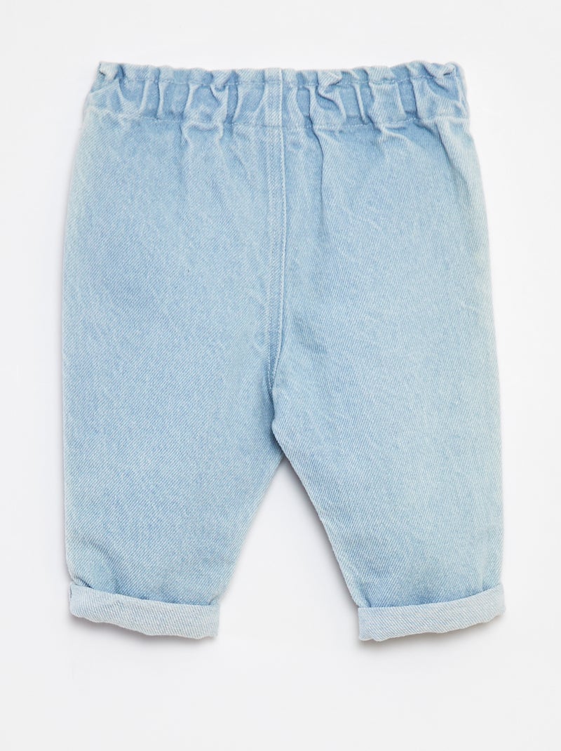 Disney-jeans met paperbag-taille en omgeslagen pijpen Blauw - Kiabi