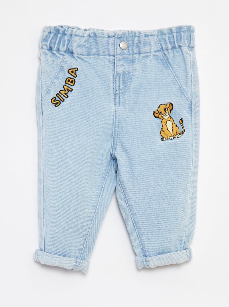 Disney-jeans met paperbag-taille en omgeslagen pijpen Blauw - Kiabi
