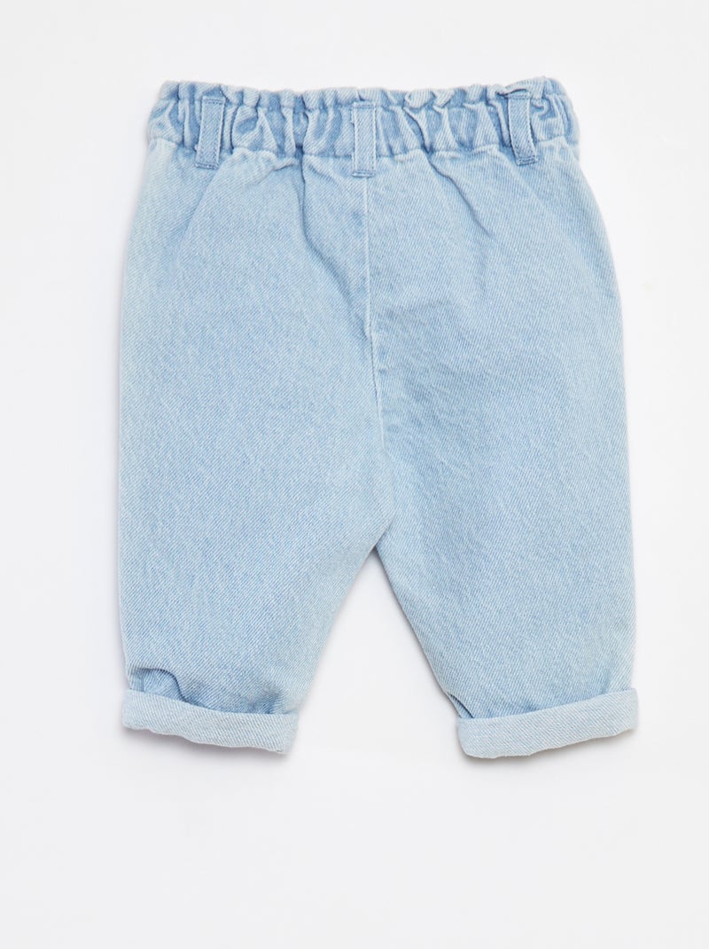 Disney-jeans met paperbag-taille en omgeslagen pijpen Blauw - Kiabi