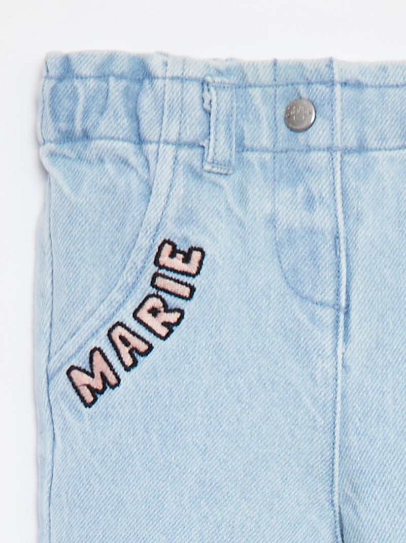 Disney-jeans met paperbag-taille en omgeslagen pijpen Blauw - Kiabi