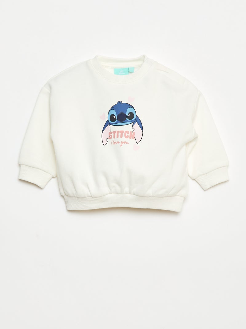 Disney-joggingpak met Stitch-print: sweater + broek - 2-delig Wit - Kiabi