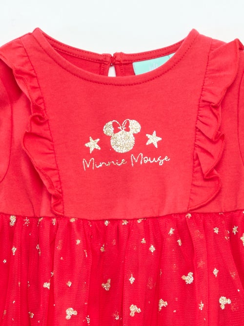 Disney-kerstjurk met fluweelachtige Minnie-print - Kiabi
