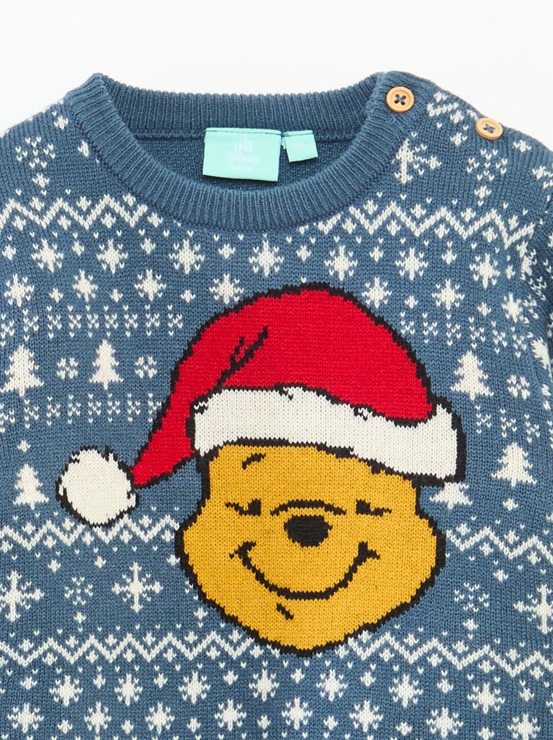 Disney-kersttrui met ingebreid Winnie-motief Blauw - Kiabi