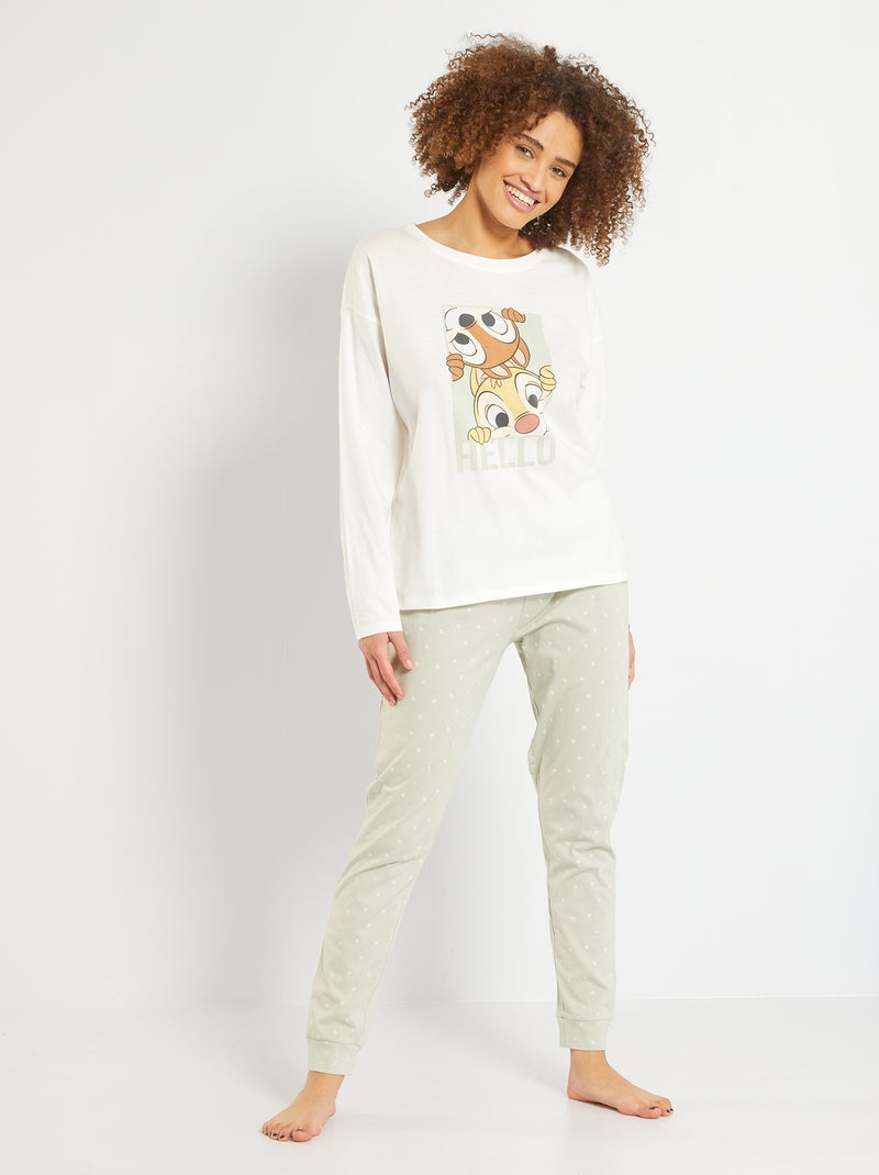 Disney-pyjama met Knabbel en Babbel-print WIT - Kiabi