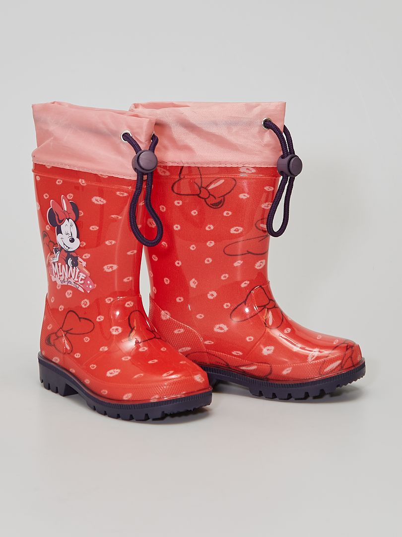 Disney-regenlaarzen met Minnie-print roze - Kiabi