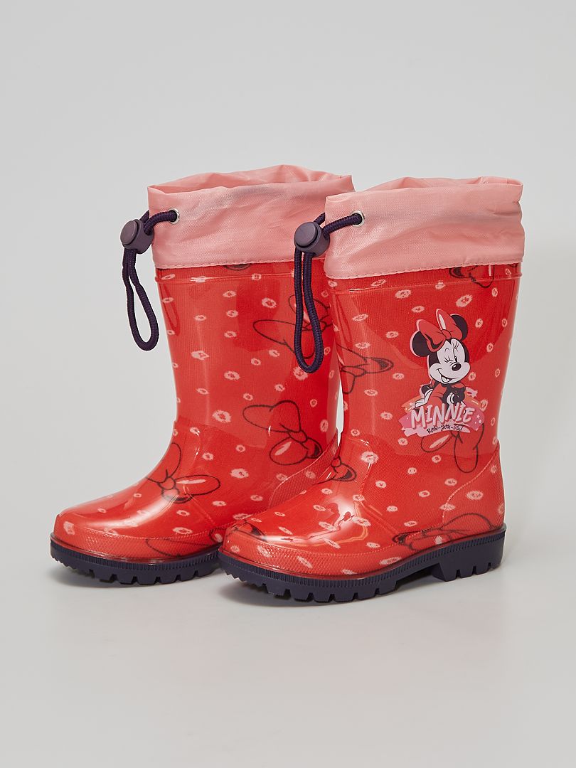 Disney-regenlaarzen met Minnie-print roze - Kiabi