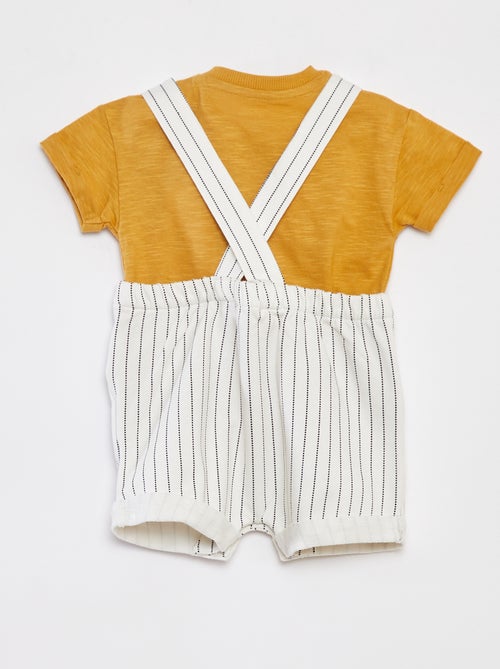 'Disney'-setje - T-shirt + korte salopette met strepen - 2-delig - Kiabi