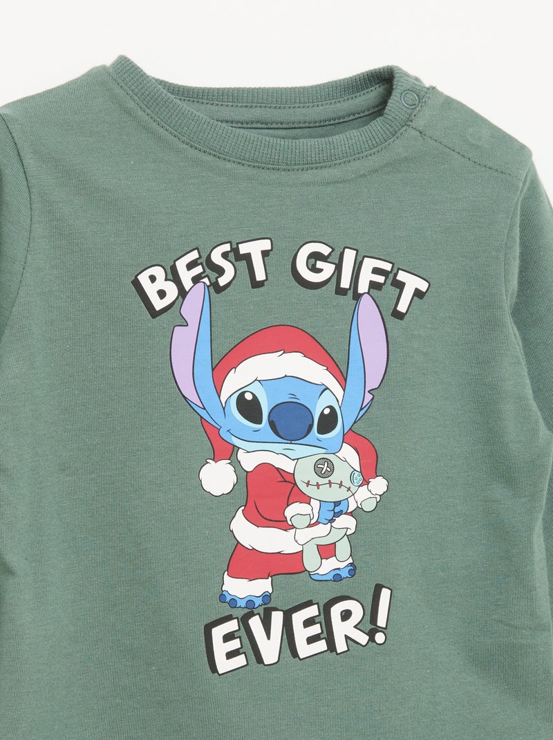 'Disney' 'Stitch' kerst-T-shirt met lange mouwen Groen - Kiabi