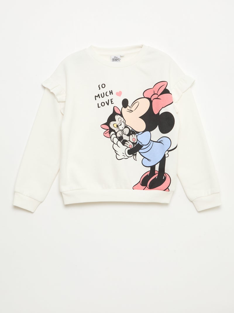 Disney-sweater met Minnie-print en ruches aan de mouwen Wit - Kiabi