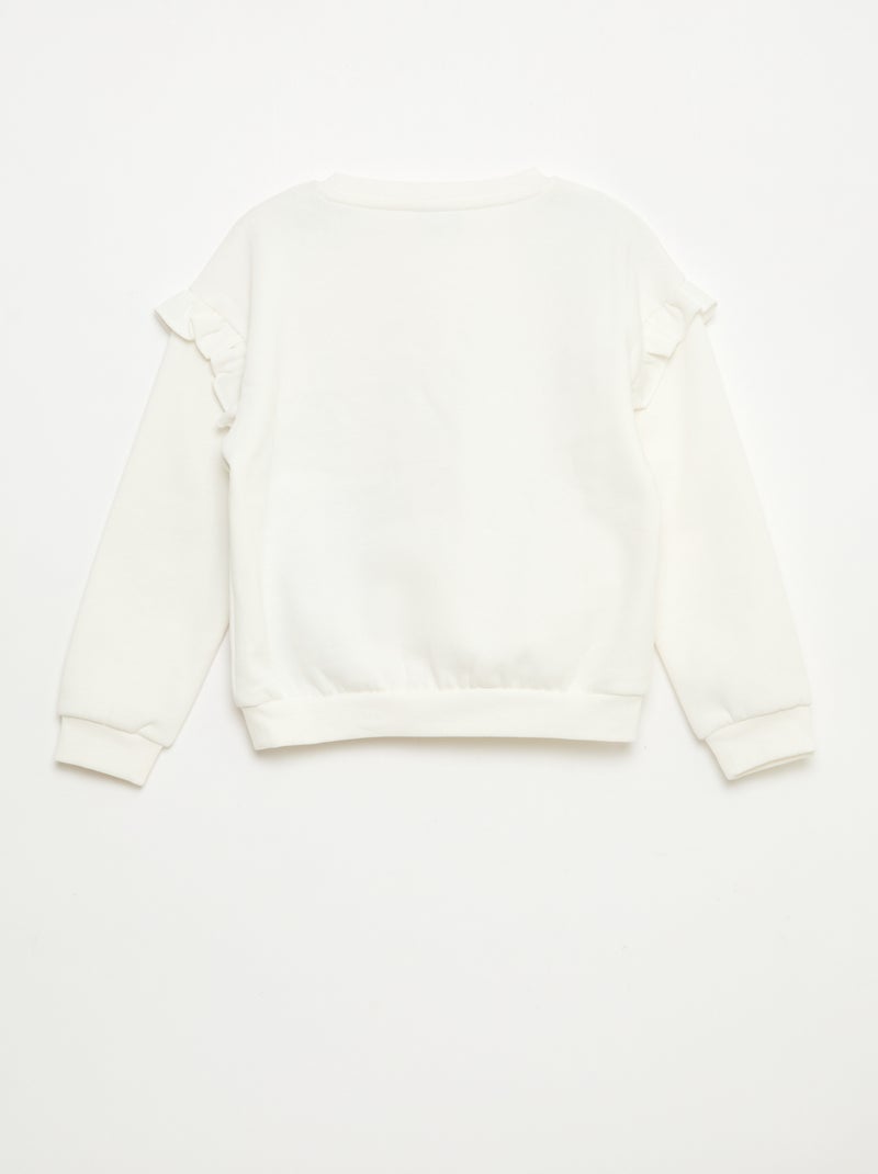 Disney-sweater met Minnie-print en ruches aan de mouwen Wit - Kiabi