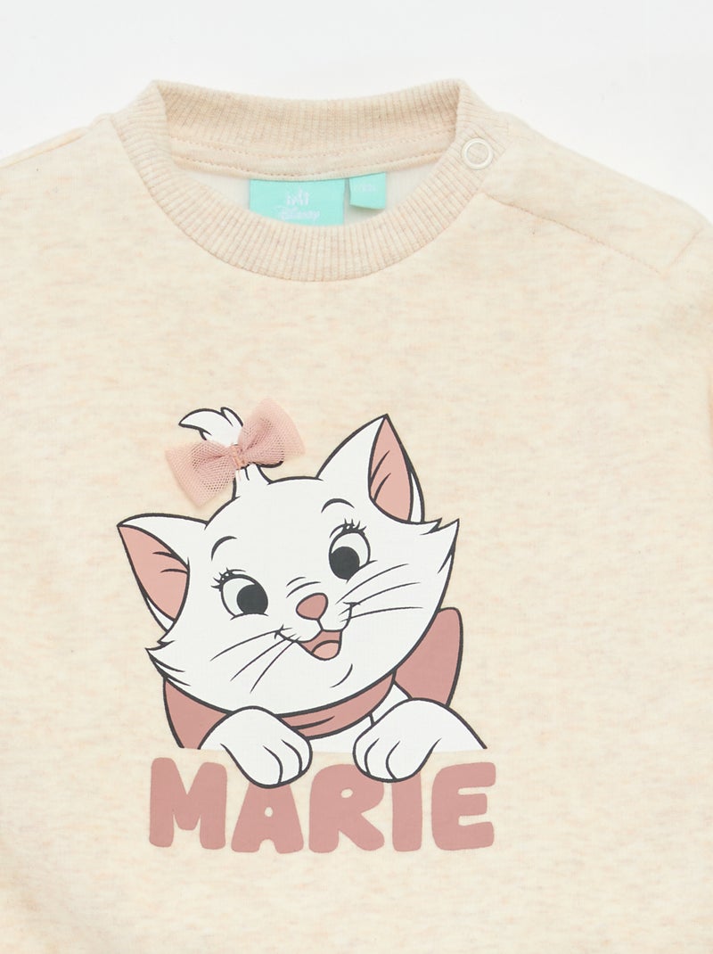 Disney-sweater van joggingstof met ruches en Marie-print Biege - Kiabi