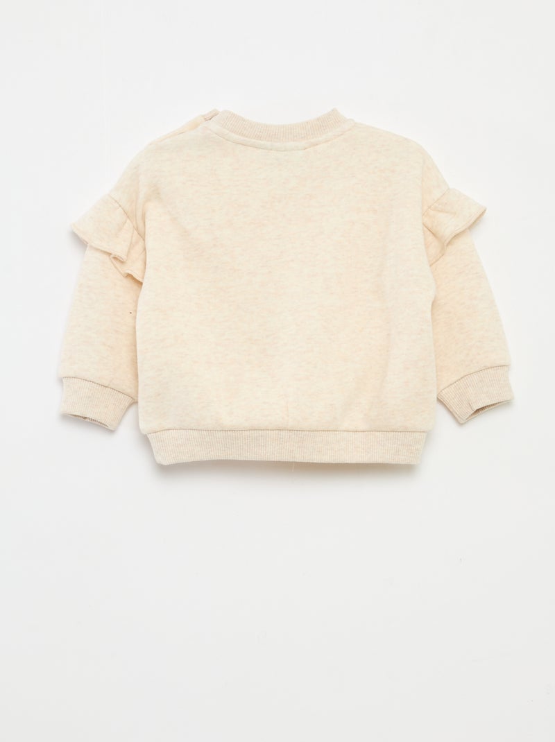 Disney-sweater van joggingstof met ruches en Marie-print Biege - Kiabi