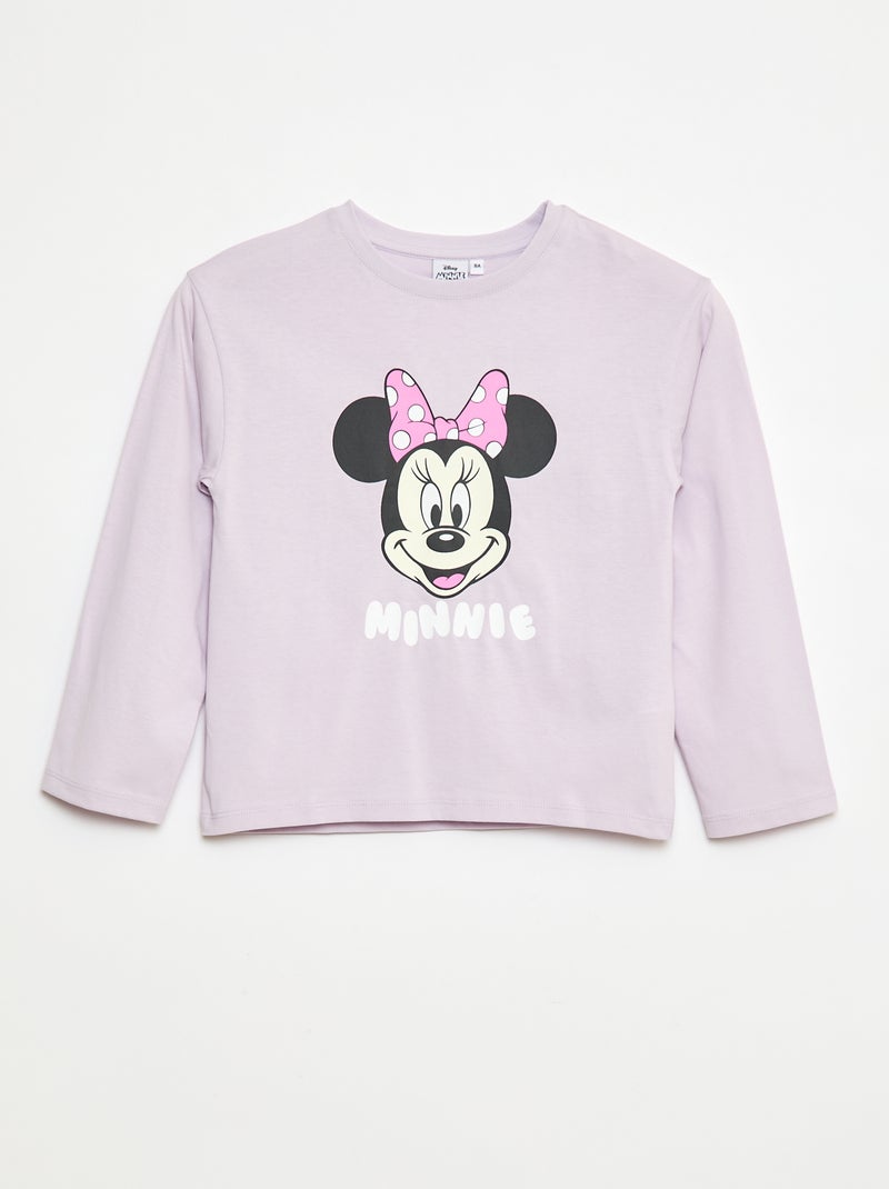 Disney-T-shirt met Angel- en Stitch-print en lange mouw Paars - Kiabi