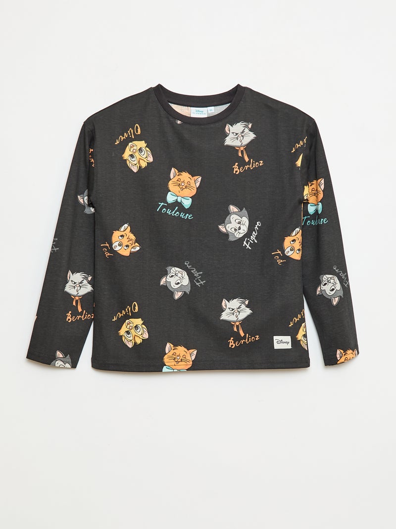 Disney-T-shirt met De Aristokatten-print en lange mouw Zwart - Kiabi