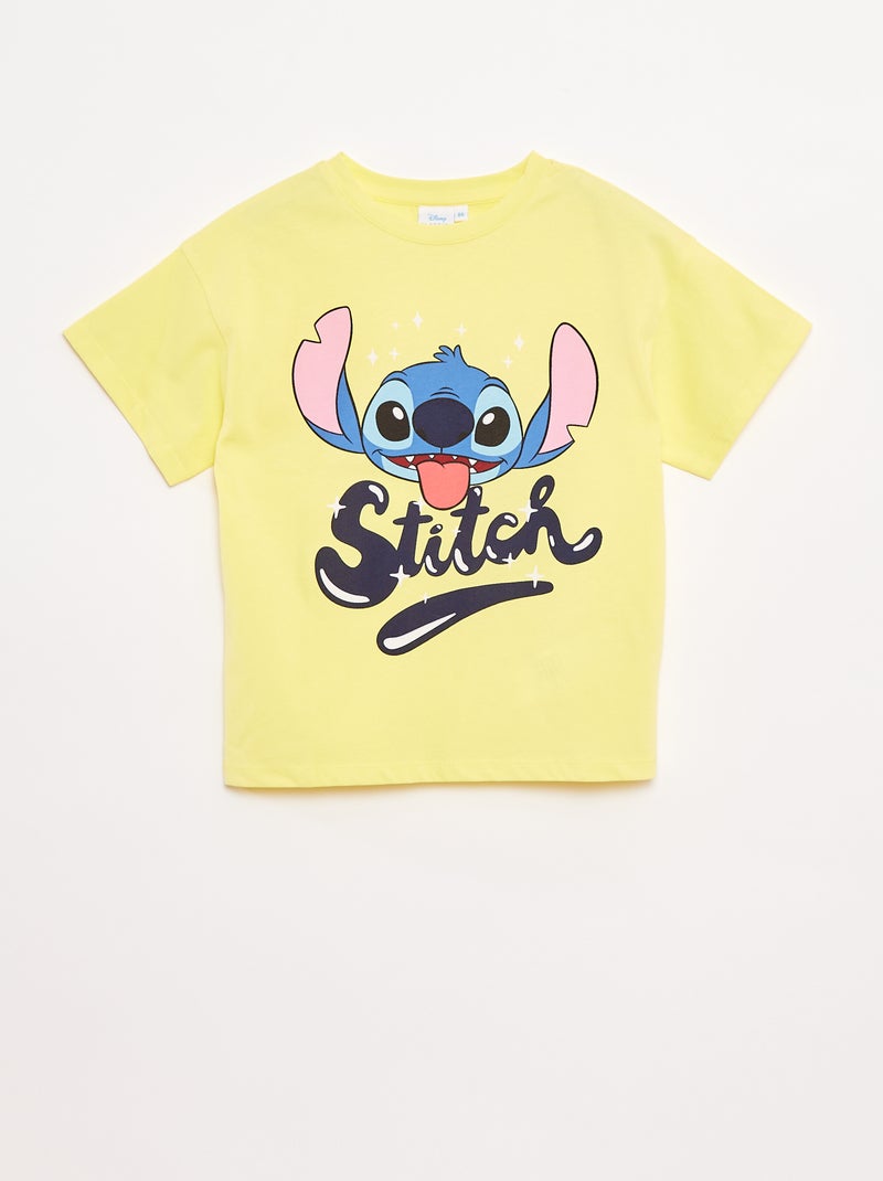 Disney-T-shirt met korte mouw en Stitch-print Geel - Kiabi