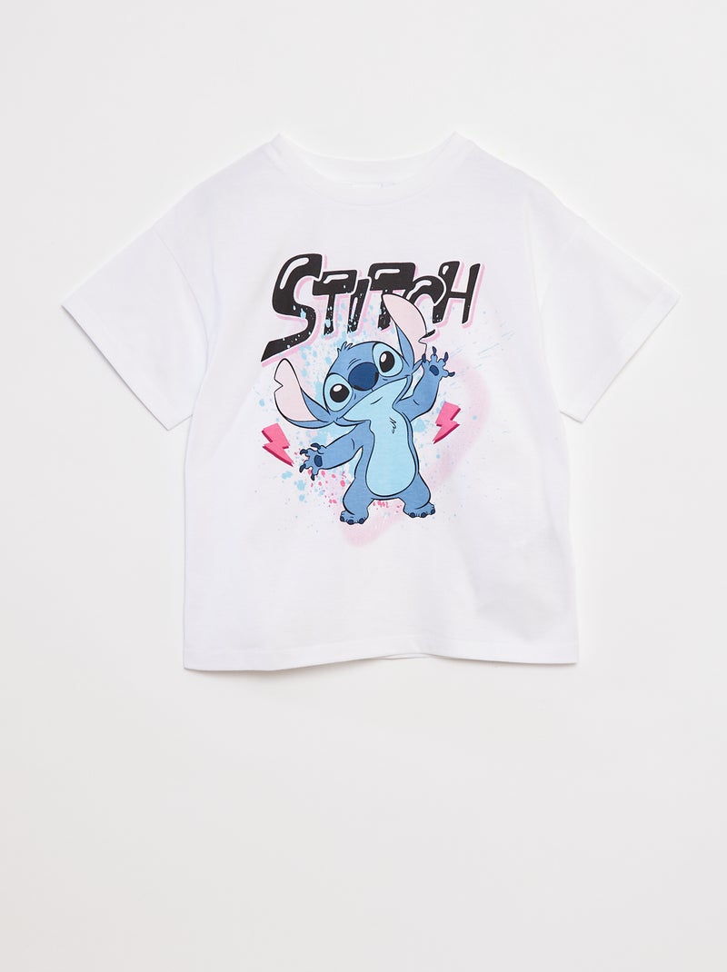 Disney-T-shirt met korte mouw en Stitch-print Wit - Kiabi