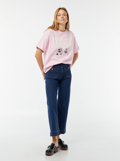 Disney-T-shirt met korte mouw, ronde hals en Mickey Mouse-print - Kiabi