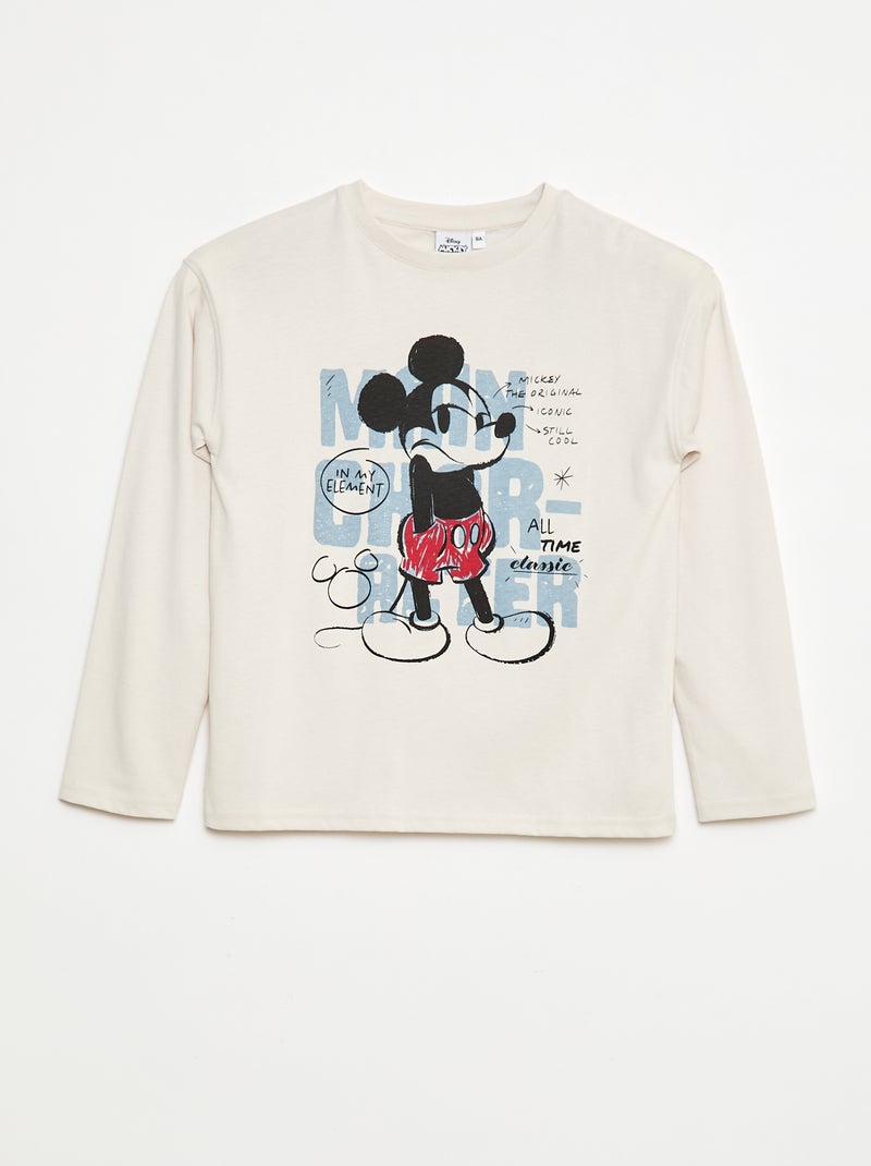 Disney-T-shirt met Mickey-print en lange mouw Wit - Kiabi