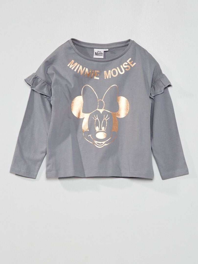 Disney-T-shirt met Minnie-print en volants grijs - Kiabi
