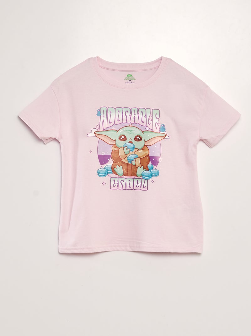 Disney-T-shirt met ronde hals en Grogu-print ROSE - Kiabi