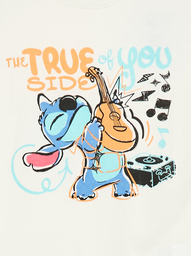 Disney-T-shirt met Stitch-print en lange mouw Wit - Kiabi