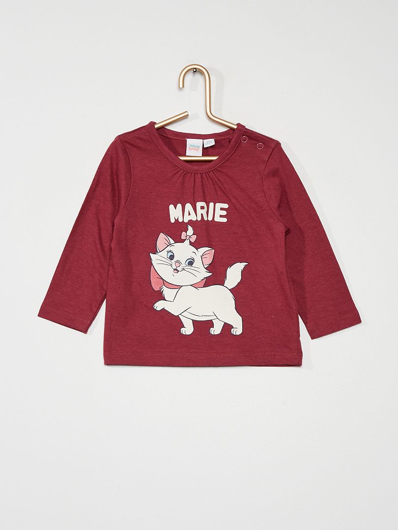 Disney-T-shirt van jersey met Marie-print bordeaux - Kiabi