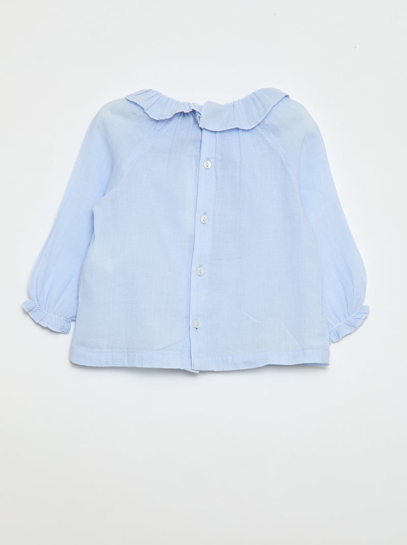 Dobbyblouse met knoopsluiting op de rug Blauw - Kiabi