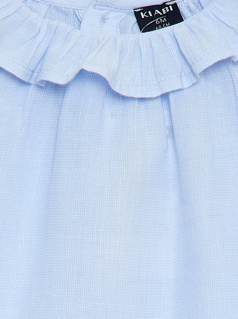 Dobbyblouse met knoopsluiting op de rug Blauw - Kiabi