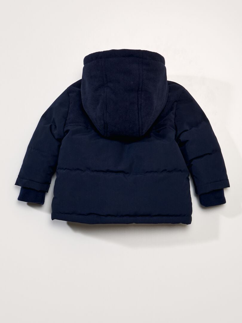 Donsjack met capuchon blauw - Kiabi