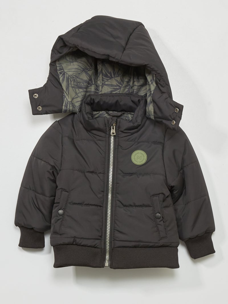 Donsjack met capuchon zwart - Kiabi