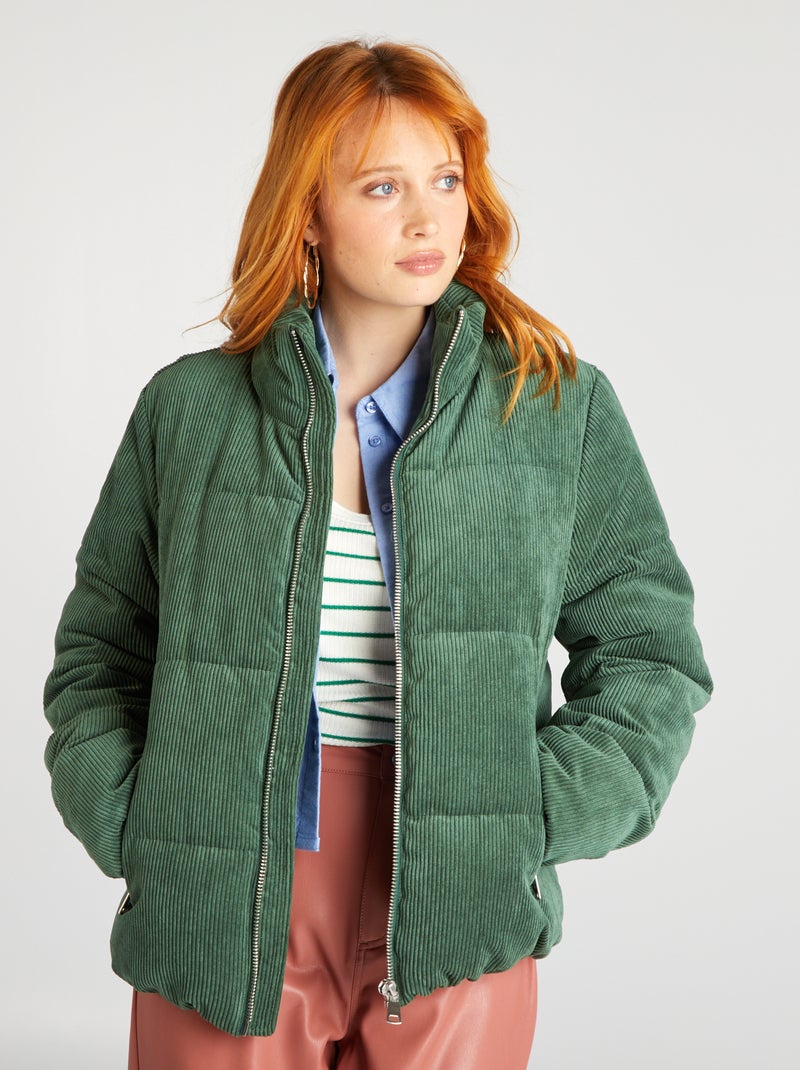 Donsjack van velours groen / blauw - Kiabi