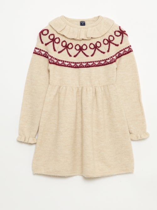Donzige, gebreide kerstjurk met kraagje - Kiabi