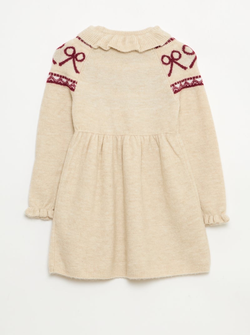 Donzige, gebreide kerstjurk met kraagje Wit - Kiabi