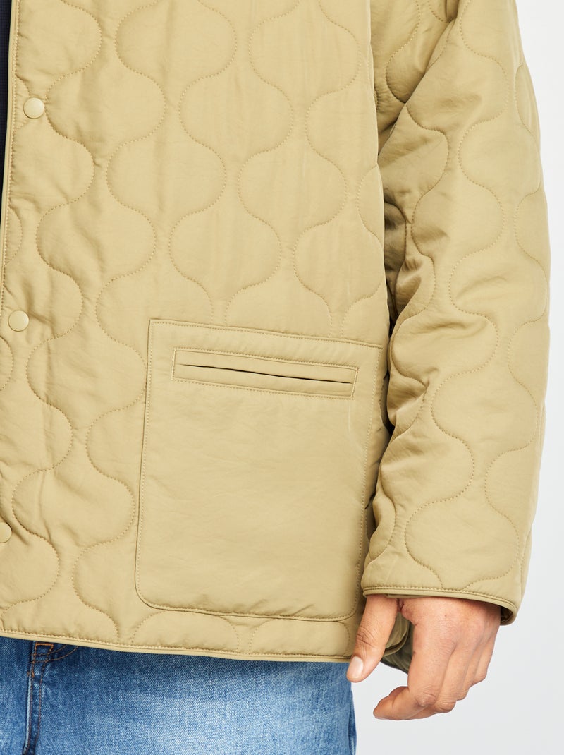 Doorgestikt donsjack met afneembare mouwen KAKI - Kiabi